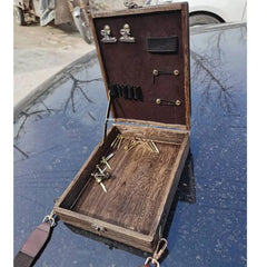 Retro Wooden Portable Crossbody Postman Bag Writers Messenger Wood Box