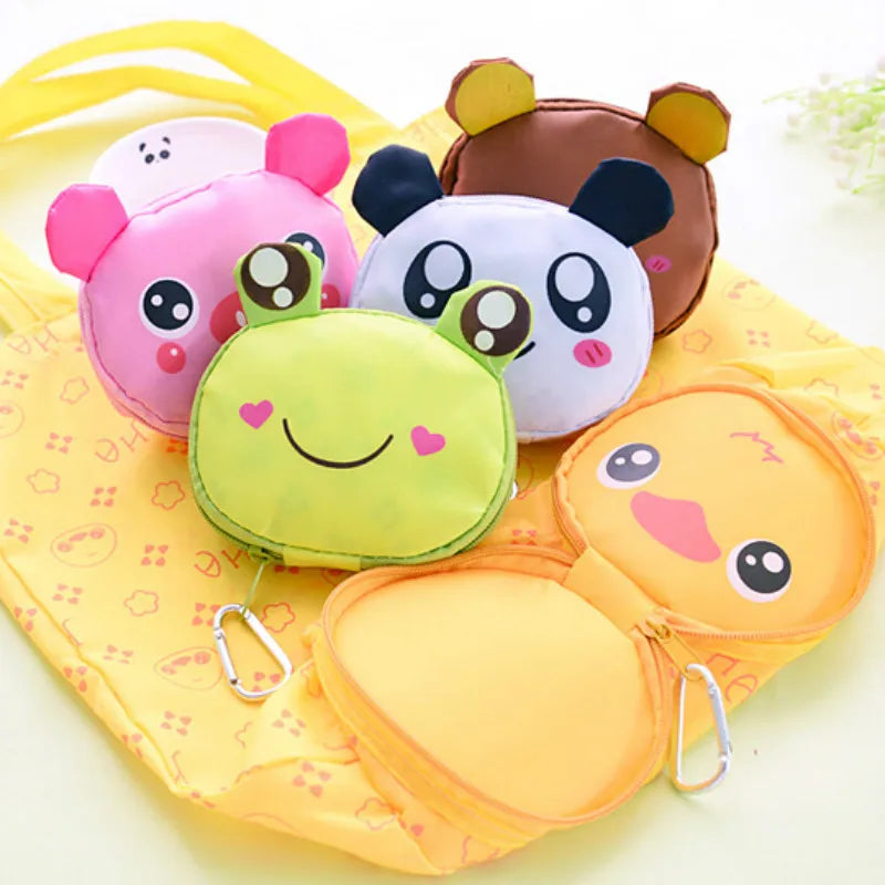 Reusable Folding Shopping Tote Cartoon Animal Design Eco Bag