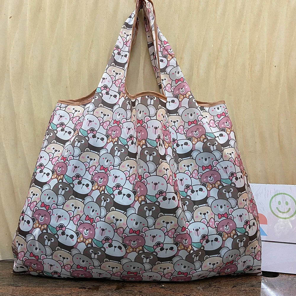 Reusable Shopping Bag Grocery Tote Bag Foldable Women's Shoulder Bag