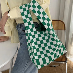 Checkerboard Shoulder Bag Foldable Vintage Style