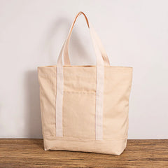 Stripe Canvas Shoulder Bag Beach Handbag Casual Tote Shopper for Women