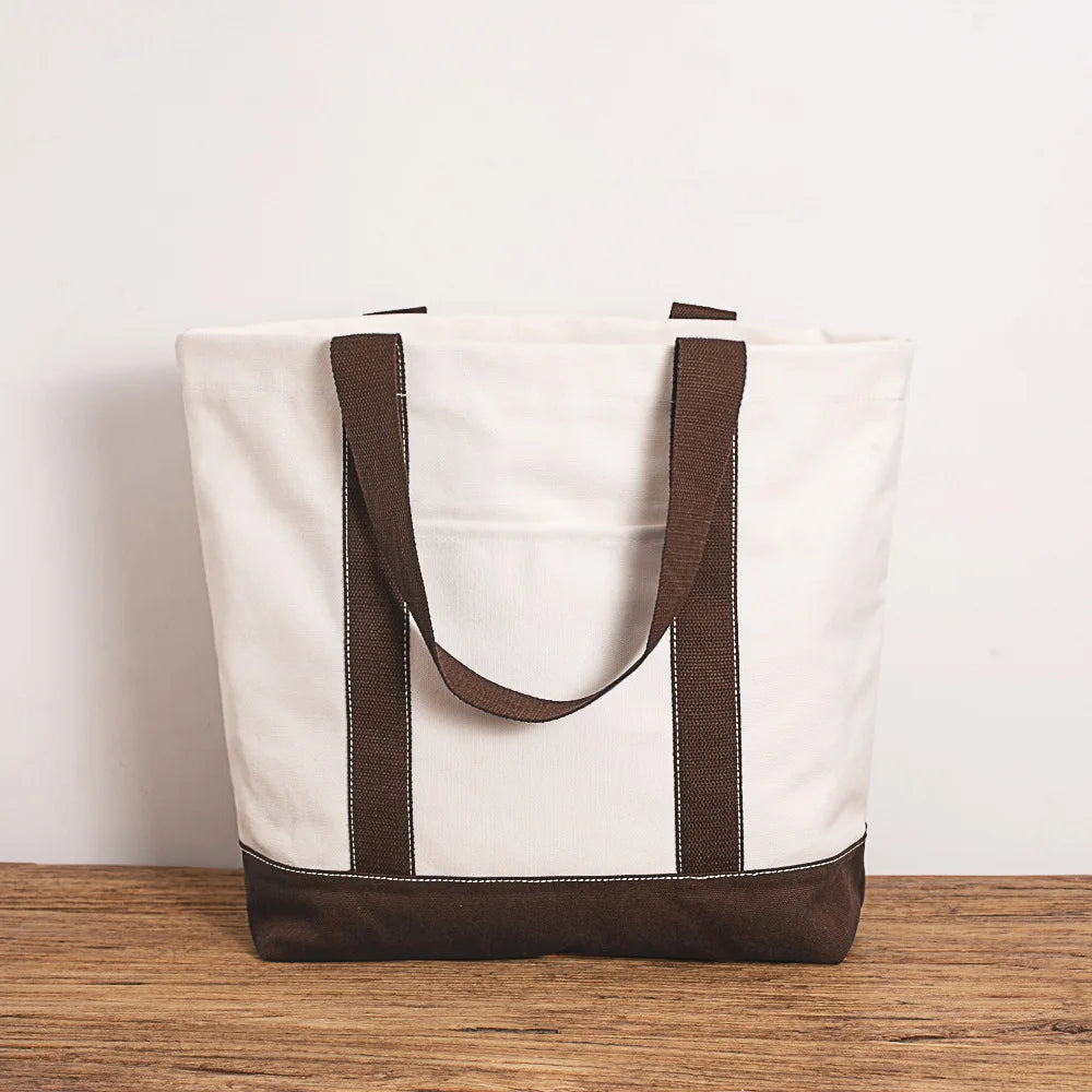 Stripe Canvas Shoulder Bag Beach Handbag Casual Tote Shopper for Women