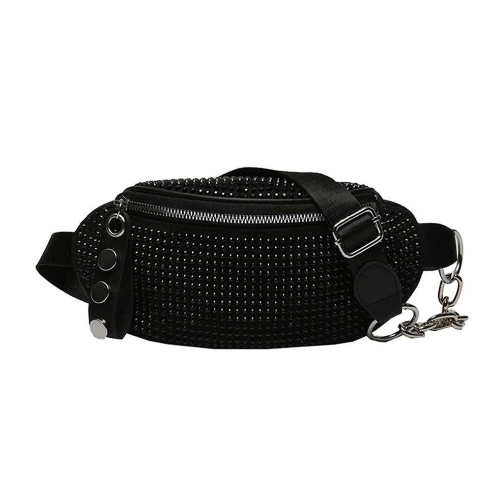 Rhinestone Fanny Waist Bag Chain Shoulder Messenger Bum Purse