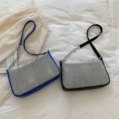Rhinestones Clutch Bag Women Dinner Party Leather Shoulder Handbag
