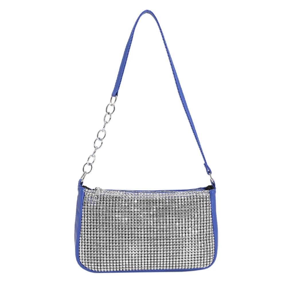 Rhinestones Clutch Bag Women Dinner Party Leather Shoulder Handbag