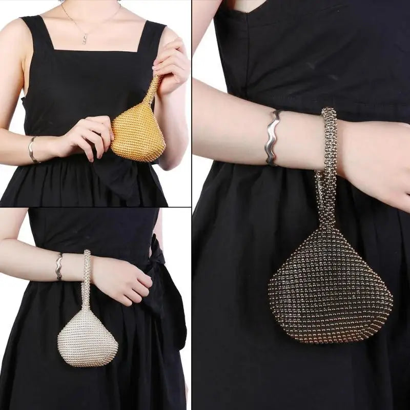 Metallic Evening Clutch Bag Rhinestones Women Handbag