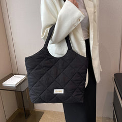 Quilted Rhombic Lattice Underarm Bag Large Capacity Vintage Tote