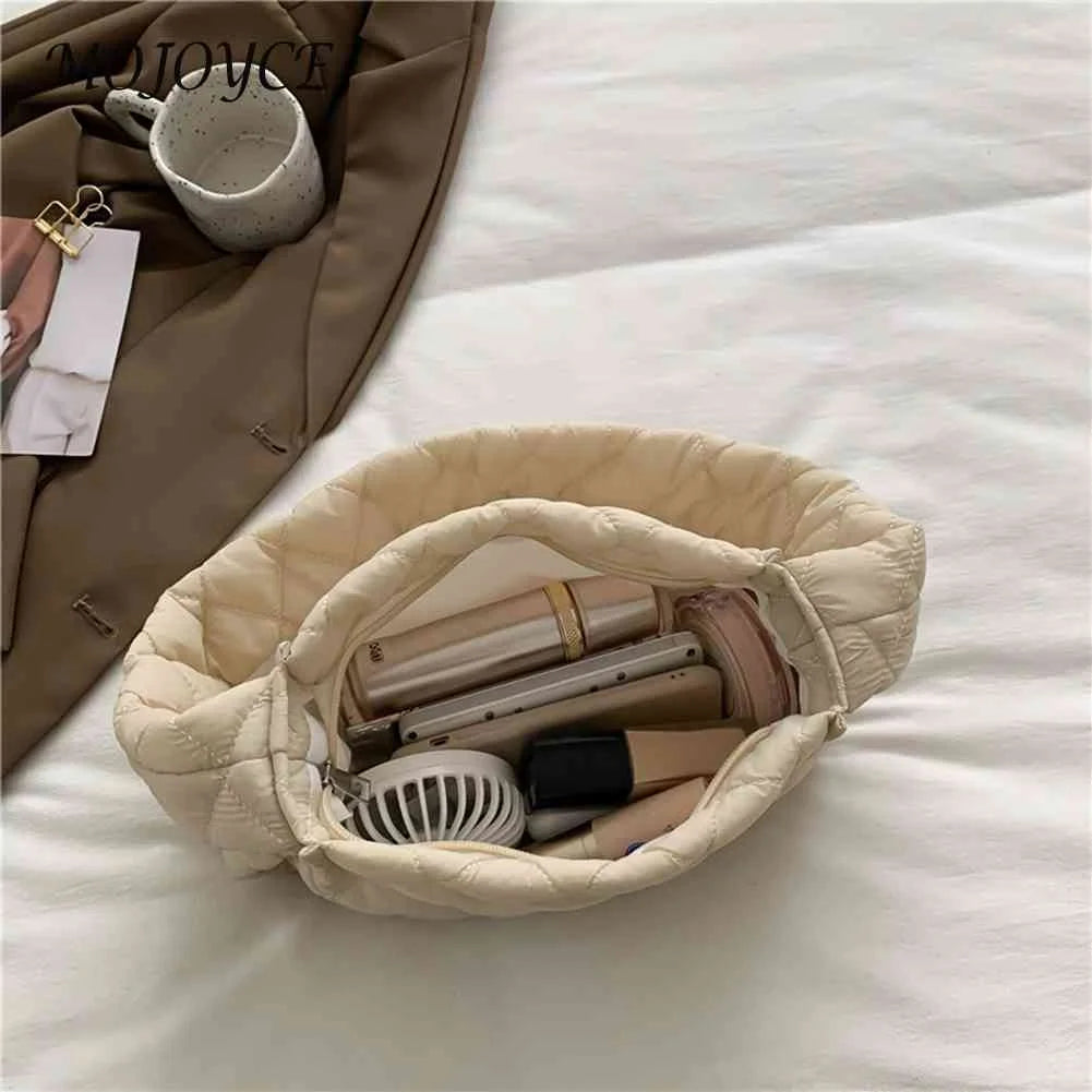 Embroidery Thread Shoulder Bag Rhombic Lattice Tote Quilted Casual Winter Solid