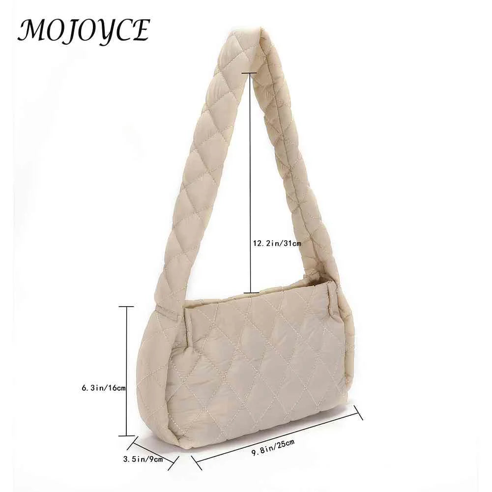 Embroidery Thread Shoulder Bag Rhombic Lattice Tote Quilted Casual Winter Solid