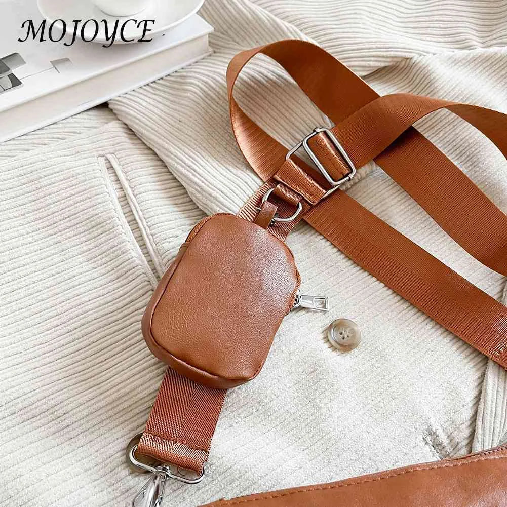 Embroidered Chain Square Bag with Small Purse PU Leather