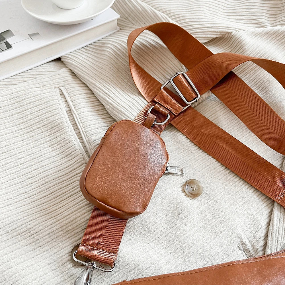 Embroidered Crossbody Bag with Small Purse for Weekend Vacation