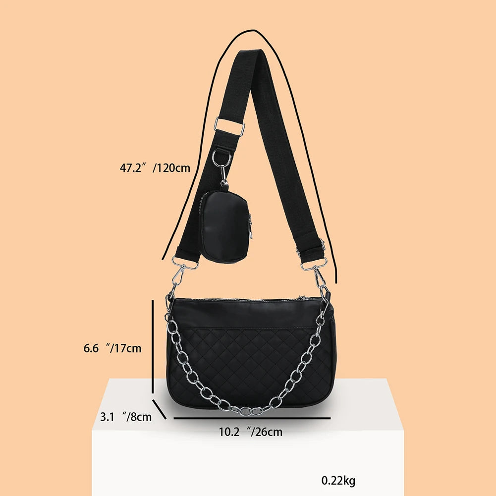 Embroidered Crossbody Bag with Small Purse for Weekend Vacation