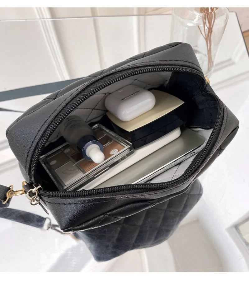 Rhombus Embroidery Shoulder Bag Crossbody Tassel Small