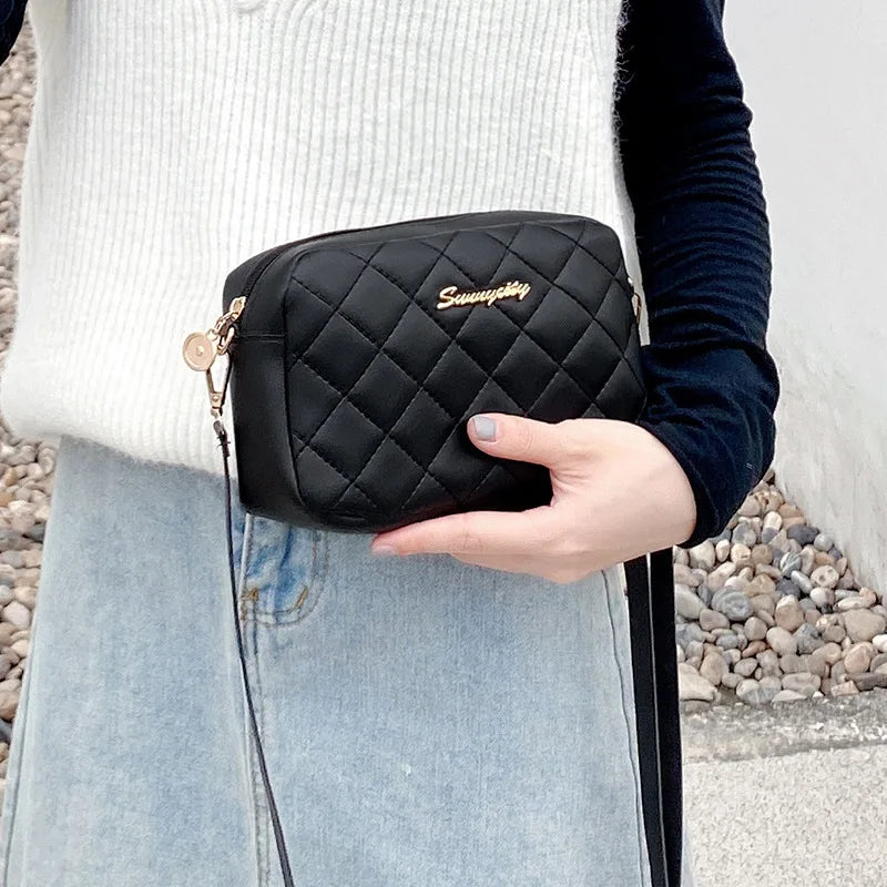 Rhombus Embroidery Shoulder Bag Crossbody Tassel Small
