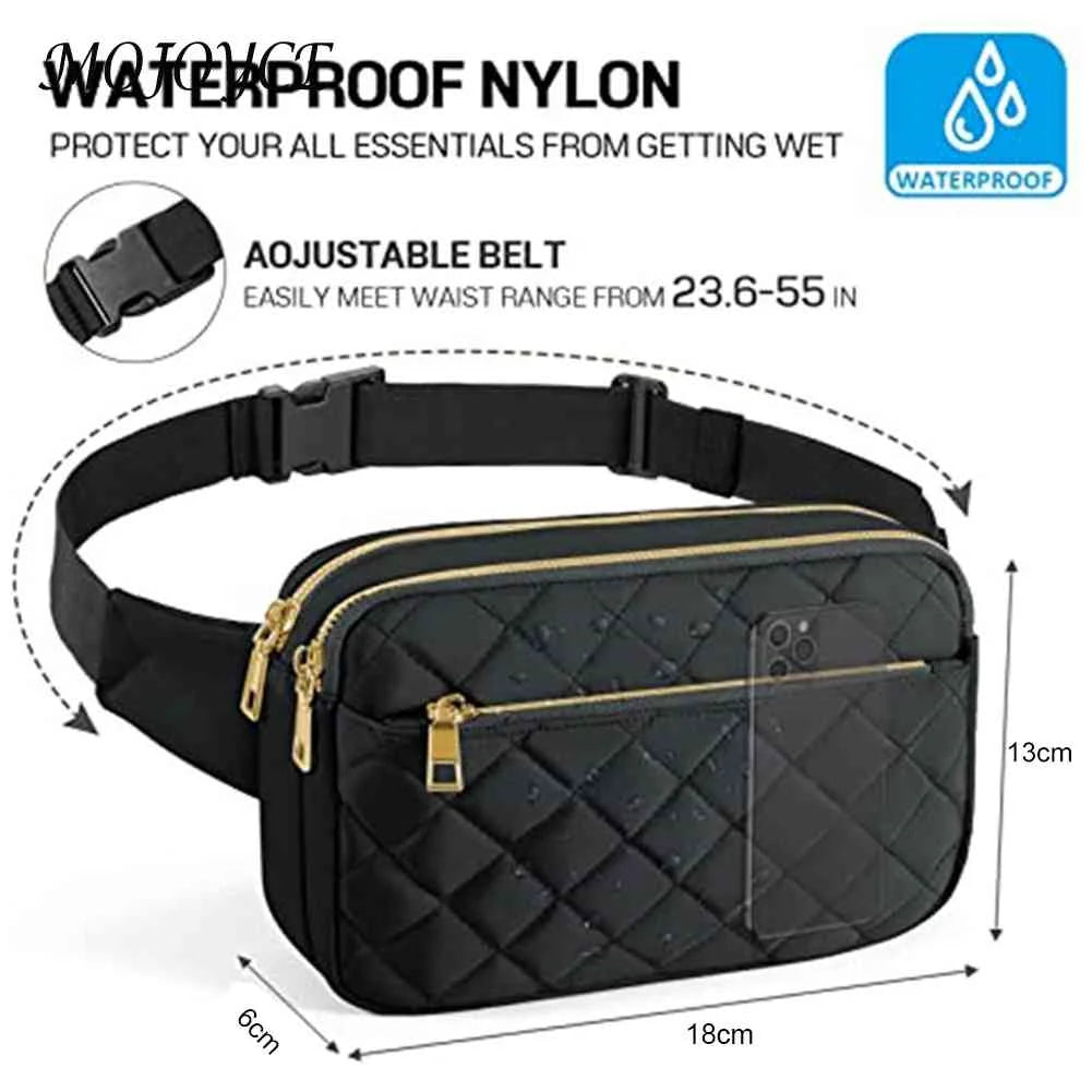 Rhombus Pattern Crossbody Bag Fanny Pack Mult-Pockets Adjustable Belts