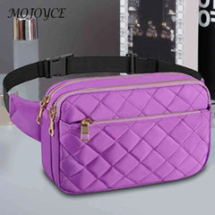 Rhombus Pattern Crossbody Bag Fanny Pack Mult-Pockets Adjustable Belts
