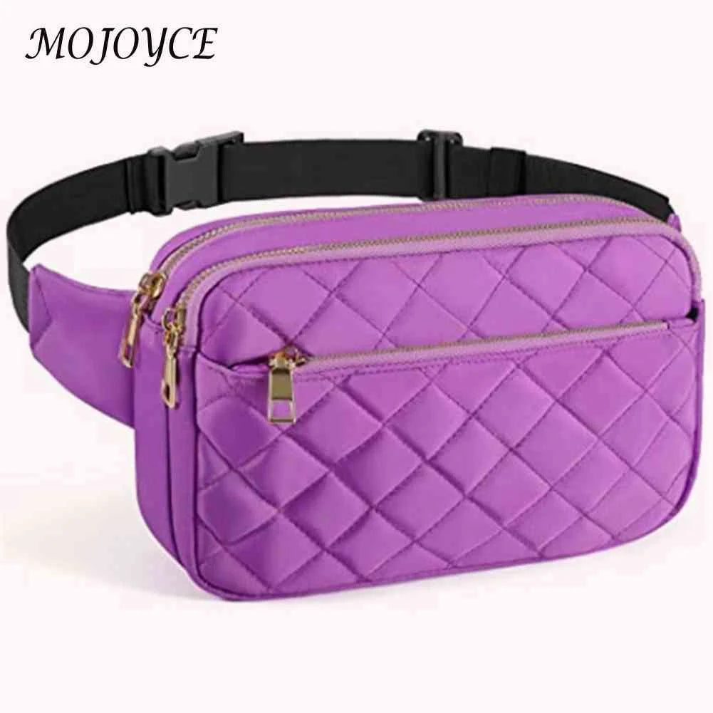 Rhombus Pattern Crossbody Bag Fanny Pack Mult-Pockets Adjustable Belts