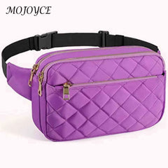 Rhombus Pattern Crossbody Bag Fanny Pack Mult-Pockets Adjustable Belts