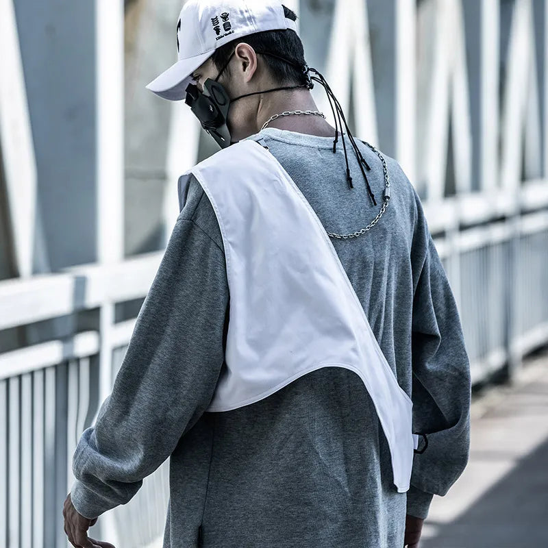 Ribbons Messenger Chest Bags Hip Hop Streetwear Men Vest Bag