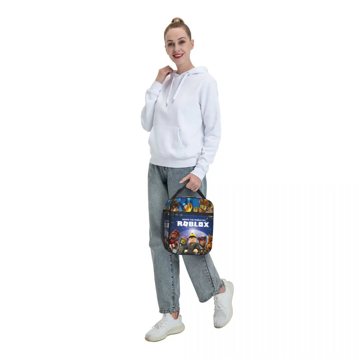 Robloxs Insulated Lunch Tote Bag for Women Cartoon Anime Game Reusable Thermal C