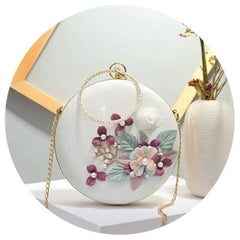 Elegant Wedding Clutch with 3D Flower Design