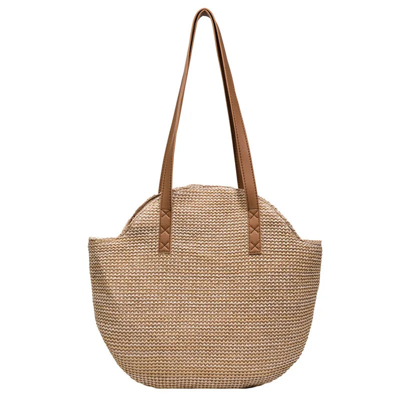 Vintage Round Straw Beach Bag Large-capacity Bohemian Handbags Totes