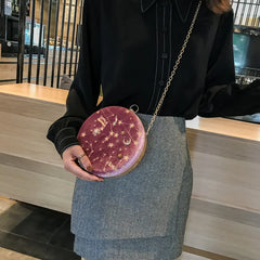 Starry Sky Shoulder Bag Chain Crossbody Embroidered Faux Suede Clutch Handbag