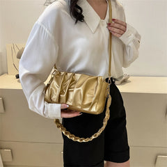 Ruched Shoulder Bag Crossbody Purse Solid Female Handbags Tote