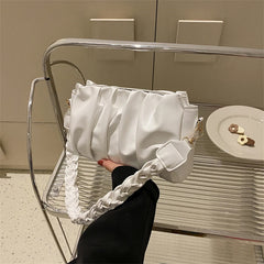 Ruched Shoulder Bag Crossbody Purse Solid Female Handbags Tote