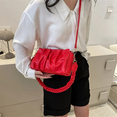 Ruched Shoulder Bag Crossbody Purse Solid Female Handbags Tote