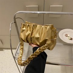 Ruched Shoulder Bag Crossbody Purse Solid Female Handbags Tote