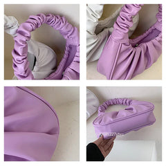 Ruched Folds Pleated Cloud Bag French Niche Shoulder Small PU Leather
