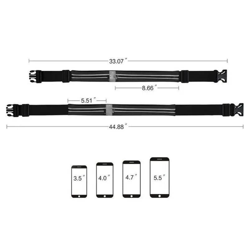 Waterproof Phone Belt Waist Pack Double Pocket Bag