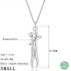 S925 Silver Women's Pearl Necklace Couple Hug Pendant Chain 2021
