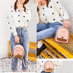 Women PU Leather Mini Backpack School Daypack For Teenage Girls Kids