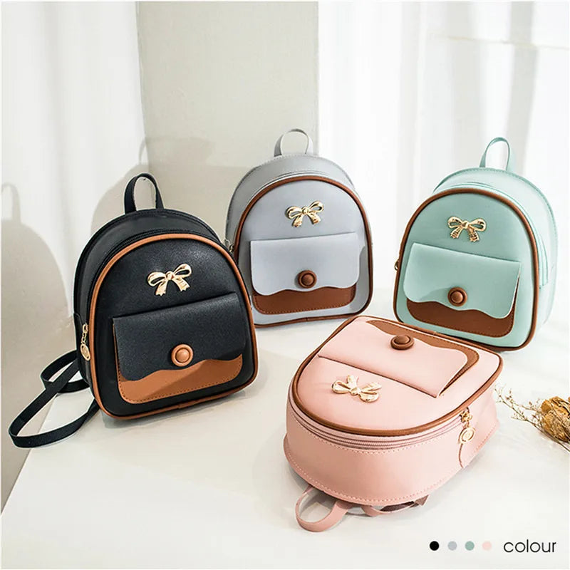 Women PU Leather Mini Backpack School Daypack For Teenage Girls Kids