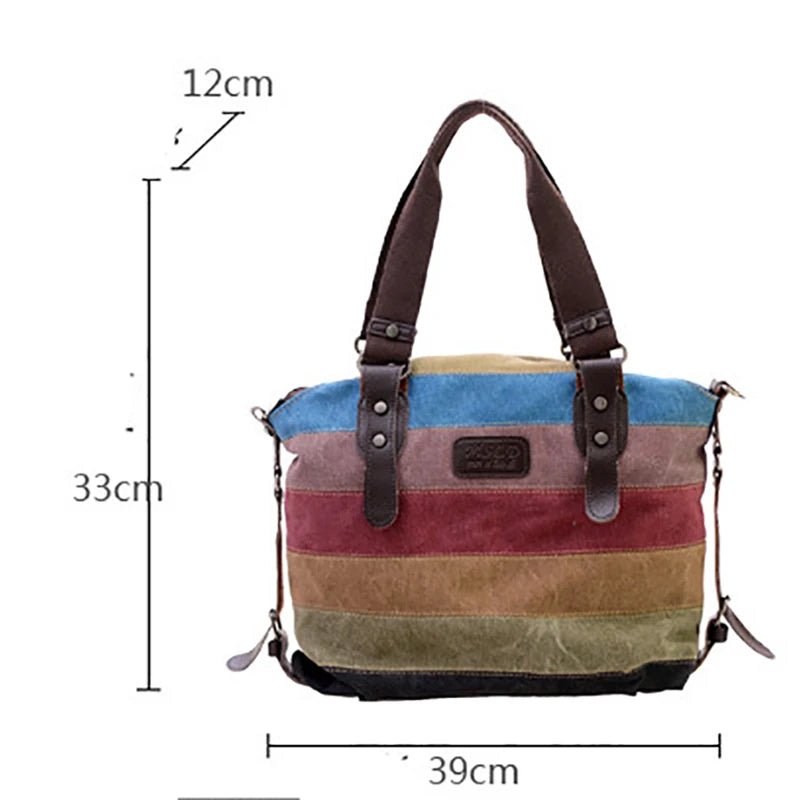 Rainbow Striped Handbag Crossbody Shoulder Bag