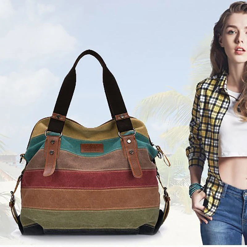 Rainbow Striped Handbag Crossbody Shoulder Bag