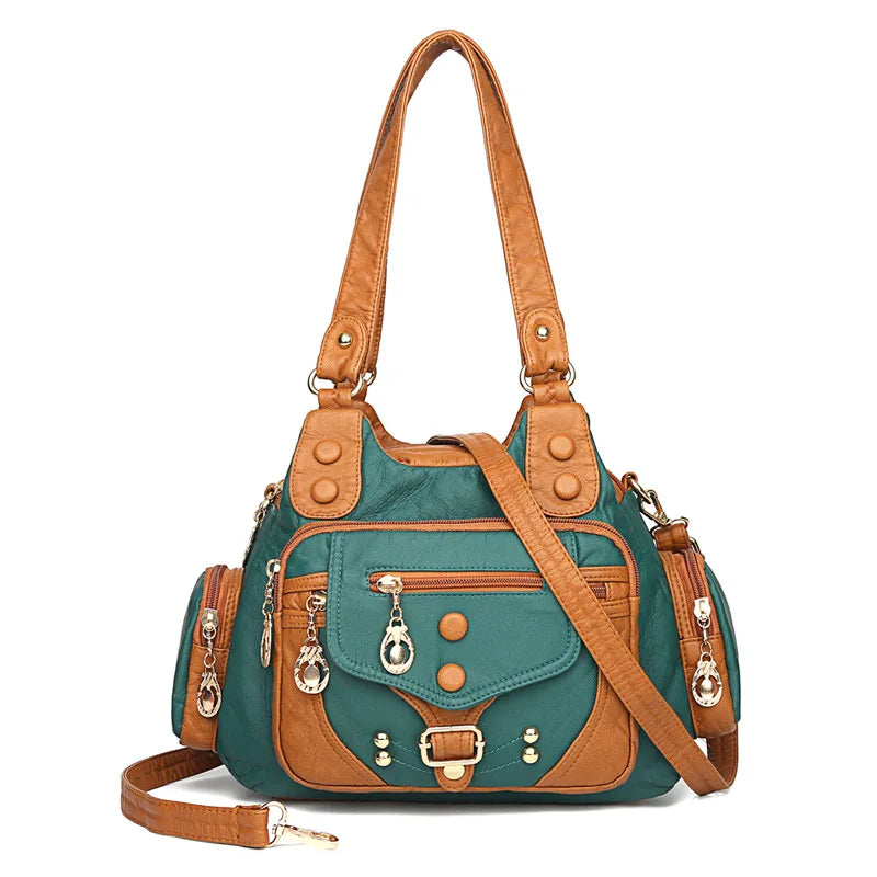 SCOFY Leather Messenger Bag for Women Shoulder Tote