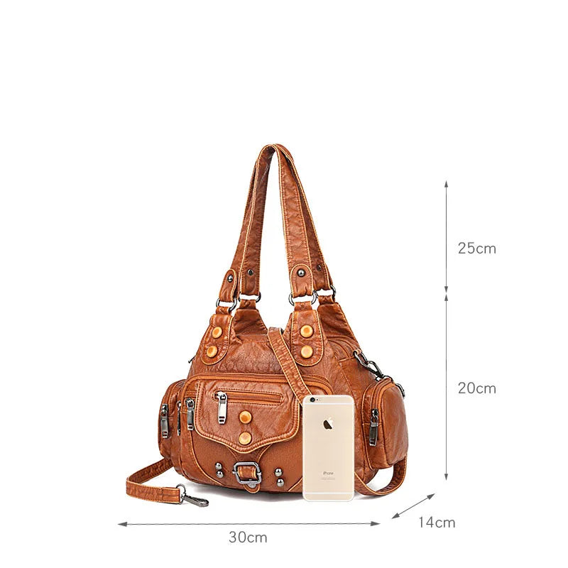 SCOFY Leather Messenger Bag for Women Shoulder Tote