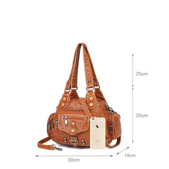 SCOFY Leather Messenger Bag for Women Shoulder Tote