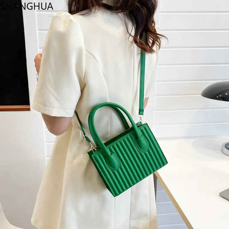 Diagonal Pleated Small Square Bag for Women