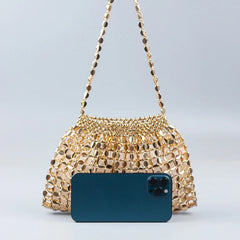 SHINE Silver Beaded Evening Clutch Bag