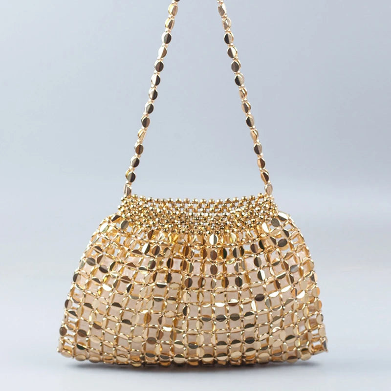 SHINE Silver Beaded Evening Clutch Bag