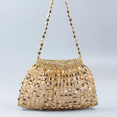 SHINE Silver Beaded Evening Clutch Bag