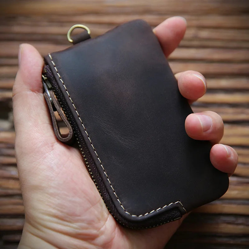 Leather Key Wallet For Men Real Cowhide Vintage Small Key Bag