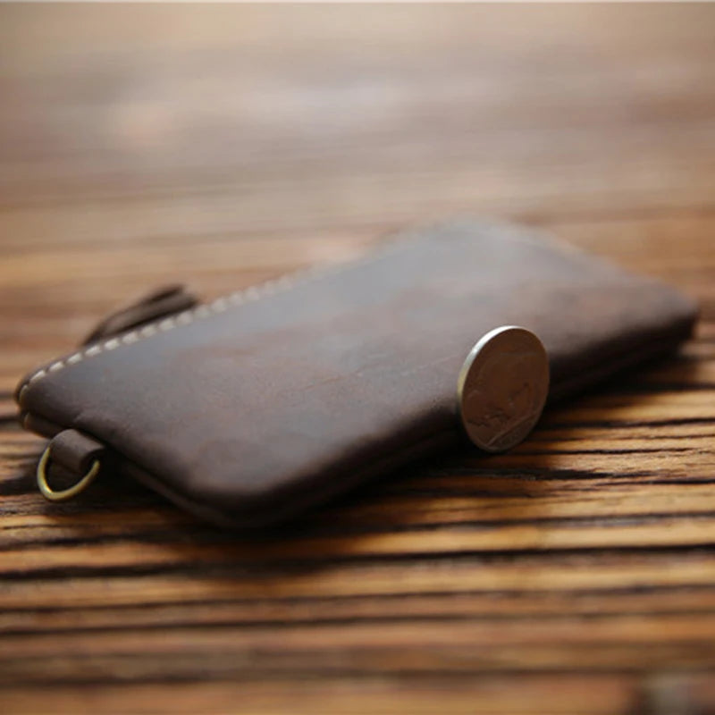 Leather Key Wallet For Men Real Cowhide Vintage Small Key Bag