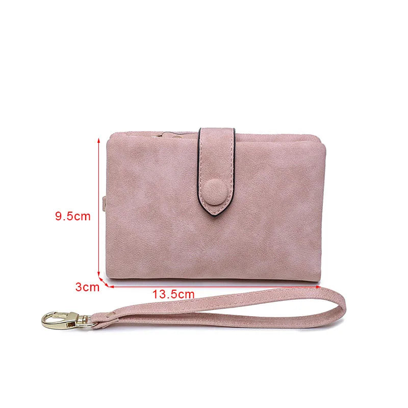 Vintage Leather Zipper Ladies Money Purse Retro Short Wallet