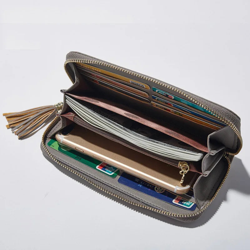 Tassel Long Zipper Women Wallets Clutch Purse Money Bags