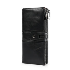 RFID Anti-Theft Cowhide Long Clutch Women Wallet with Phone Holder